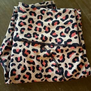 Fabletics Leopard Print Leggings - Black and Coral on Tan